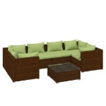 Set Divani da Giardino 7 pz con Cuscini in Polyrattan Marrone