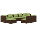 Set Divani da Giardino 9 pz con Cuscini in Polyrattan Marrone