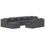 Set Divani da Giardino 9 pz con Cuscini in Polyrattan Grigio