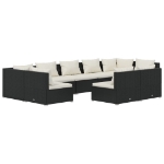 Set Divani da Giardino 9 pz con Cuscini in Polyrattan Nero