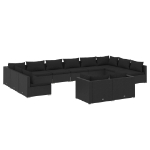 Set Divani da Giardino 12 pz con Cuscini in Polyrattan Nero