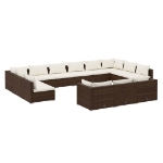 Set Divani da Giardino 13 pz con Cuscini in Polyrattan Marrone