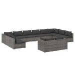 Set Divani da Giardino 12 pz con Cuscini in Polyrattan Grigio