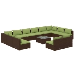 Set Divani da Giardino 13 pz con Cuscini in Polyrattan Marrone