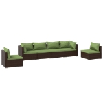 Set Divani da Giardino 6 pz con Cuscini in Polyrattan Marrone