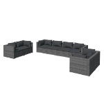 Set Divani da Giardino 8 pz con Cuscini in Polyrattan Grigio