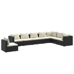 Set Divani da Giardino con Cuscini 8 pz in Polyrattan Nero