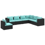 Set Divani da Giardino 7 pz con Cuscini in Polyrattan Nero