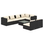 Set Divani da Giardino 8 pz con Cuscini in Polyrattan Nero