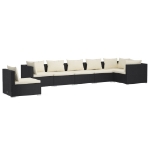 Set Divani da Giardino 7 pz con Cuscini in Polyrattan Nero