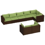 Set Divani da Giardino 8 pz con Cuscini in Polyrattan Marrone