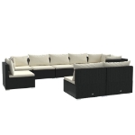 Set Divani da Giardino 9 pz con Cuscini in Polyrattan Nero