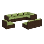 Set Divani da Giardino 8 pz con Cuscini in Polyrattan Marrone