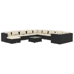 Set Divani da Giardino 12 pz con Cuscini in Polyrattan Nero