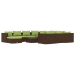 Set Divani da Giardino 12 pz con Cuscini in Polyrattan Marrone