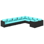 Set Divani da Giardino 9 pz con Cuscini in Polyrattan Nero