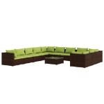 Set Divani da Giardino 12 pz con Cuscini in Polyrattan Marrone