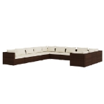 Set Divani da Giardino 11 pz con Cuscini in Polyrattan Marrone