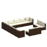 Set Divani da Giardino 13 pz con Cuscini in Polyrattan Marrone