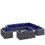 Set Divani da Giardino 11 pz con Cuscini in Polyrattan Grigio