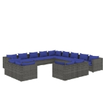 Set Divani da Giardino 13 pz con Cuscini in Polyrattan Grigio