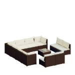 Set Divani da Giardino 12 pz con Cuscini in Polyrattan Marrone