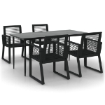 Set da Pranzo da Giardino 5 pz Nero in Rattan PVC