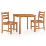 Set da Pranzo per Giardino 3 pz in Legno Massello di Teak