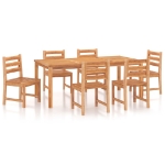 Set da Pranzo da Giardino 7 pz in Legno Massello di Teak