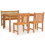 Set da Pranzo per Giardino 4 pz in Legno Massello di Teak