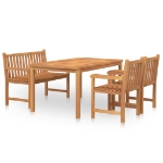 Set da Pranzo per Giardino 4 pz in Legno Massello di Teak