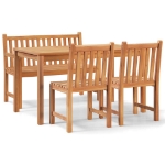 Set da Pranzo per Giardino 4 pz in Legno Massello di Teak