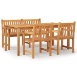 Set da Pranzo per Giardino 4 pz in Legno Massello di Teak