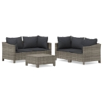 Set Divani da Giardino 5 pz con Cuscini in Polyrattan Grigio