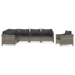 Set Divani da Giardino 7 pz con Cuscini in Polyrattan Grigio