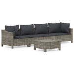 Set Divani da Giardino 5 pz con Cuscini in Polyrattan Grigio