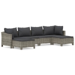 Set Divani da Giardino 6 pz con Cuscini in Polyrattan Grigio