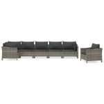 Set Divani da Giardino 7 pz con Cuscini in Polyrattan Grigio