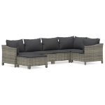 Set Divani da Giardino 6 pz con Cuscini in Polyrattan Grigio