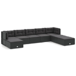 Set Mobili da Giardino con Cuscini 8 pz Nero in Polyrattan