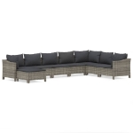 Set Divani da Giardino 8 pz con Cuscini in Polyrattan Grigio