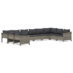 Set Divani da Giardino 10 pz con Cuscini in Polyrattan Grigio