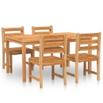 Set da Pranzo per Giardino 5 pz in Legno Massello di Teak