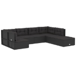 Set Salotto da Giardino con Cuscini 7pz Nero Polyrattan