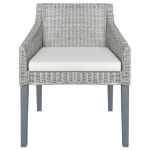 Sedia da Pranzo con Cuscino Grigio in Rattan Naturale