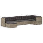 Set Divani da Giardino 7 pz con Cuscini in Polyrattan Grigio