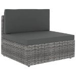 Set Divani da Giardino 7 pz con Cuscini in Polyrattan Grigio