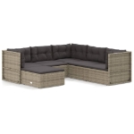 Set Divani da Giardino 6 pz con Cuscini in Polyrattan Grigio