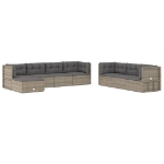 Set Divani da Giardino 8 pz con Cuscini in Polyrattan Grigio