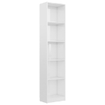 Libreria 5 Ripiani Bianco Lucido 40x24x175 cm Legno Multistrato